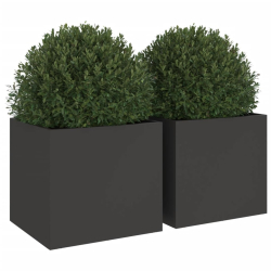 Donice, 2 szt., czarne, 32x30x29 cm, stal walcowana na zimno
