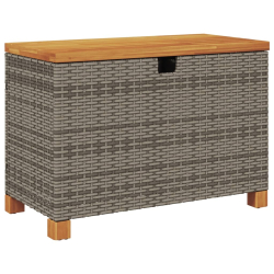Skrzynia ogrodowa, szara, 80x40x48 cm, polirattan i akacja