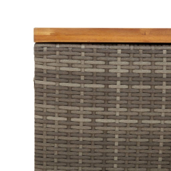 Skrzynia ogrodowa, szara, 80x40x48 cm, polirattan i akacja