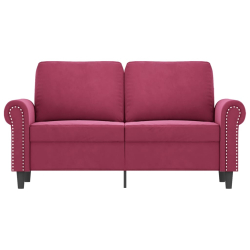 Sofa 2-osobowa, winna czerwień, 120 cm, tapicerowana aksamitem