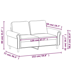 Sofa 2-osobowa, niebieski, 120 cm, tapicerowana aksamitem