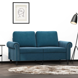 Sofa 2-osobowa, niebieski, 120 cm, tapicerowana aksamitem