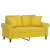 2-osobowa sofa z poduszkami, żółta, 120 cm, aksamit