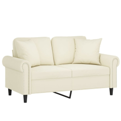 2-osobowa sofa z poduszkami, kremowa, 120 cm, aksamit