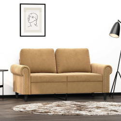 Sofa 2-osobowa, brązowy, 120 cm, tapicerowana aksamitem