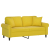 2-osobowa sofa z poduszkami, żółta, 140 cm, aksamit