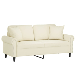 2-osobowa sofa z poduszkami, kremowa, 140 cm, aksamit