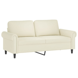 2-osobowa sofa z poduszkami, kremowa, 140 cm, aksamit