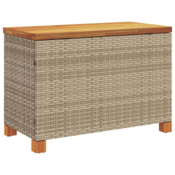 Skrzynia ogrodowa, beżowa, 80x40x48 cm, polirattan i akacja