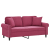2-osobowa sofa z poduszkami, winna czerwień, 140 cm, aksamit