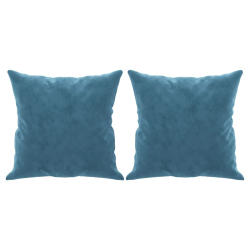 2-osobowa sofa z poduszkami, niebieska, 140 cm, aksamit