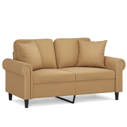 2-osobowa sofa z poduszkami, brązowa, 120 cm, aksamit