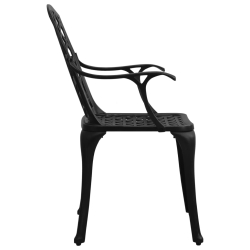 Krzesła ogrodowe, 6 szt., odlewane aluminium, czarne