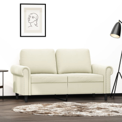 Sofa 2-osobowa, kremowy, 120 cm, tapicerowana aksamitem