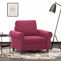 Fotel, winna czerwień, 60 cm, obity aksamitem