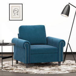 Fotel, niebieski, 60 cm, obity aksamitem