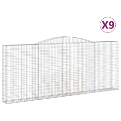Kosze gabionowe, 9 szt. 400x30x160/180 cm, galwanizowane żelazo