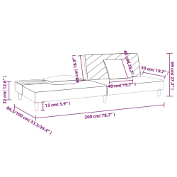 2-osobowa kanapa, 2 poduszki, jasnoszara, tapicerowana tkaniną