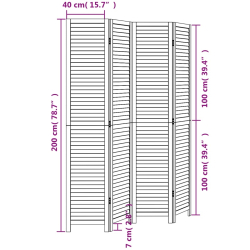Parawan pokojowy, 4-panelowy, biały, lite drewno paulowni
