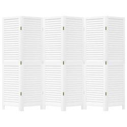 Parawan pokojowy, 6-panelowy, biały, lite drewno paulowni