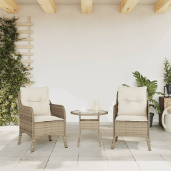 Krzesła ogrodowe z poduszkami, 2 szt., beżowe, polirattan