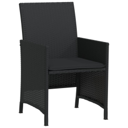 3-cz. zestaw mebli bistro z poduszkami, czarny, polirattan