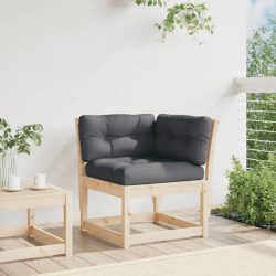 Ogrodowe siedzisko narożne z poduszkami, 73x73x78 cm, sosnowe