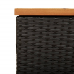 Skrzynia ogrodowa, czarna, 220x50x54 cm, polirattan i akacja