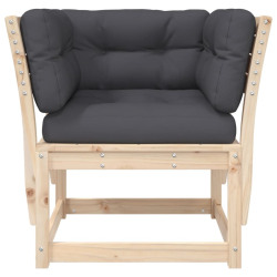 Krzesło ogrodowe z podłokietnikami i poduszkami, drewno sosnowe