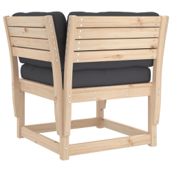 Krzesło ogrodowe z podłokietnikami i poduszkami, drewno sosnowe