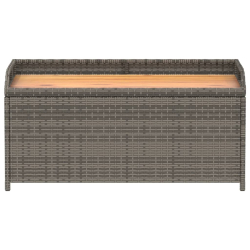 Ławka ze schowkiem, szara, 100x50x52 cm, polirattan i akacja