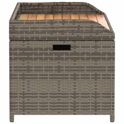 Ławka ze schowkiem, szara, 100x50x52 cm, polirattan i akacja