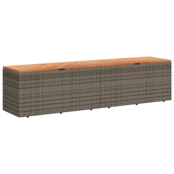 Skrzynia ogrodowa, szara, 220x50x54 cm, polirattan i akacja