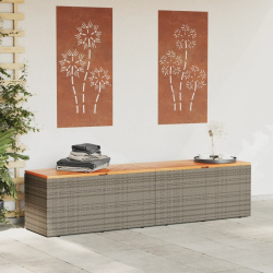 Skrzynia ogrodowa, szara, 220x50x54 cm, polirattan i akacja