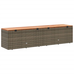 Skrzynia ogrodowa, szara, 220x50x54 cm, polirattan i akacja