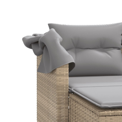 2-os. sofa ogrodowa z zadaszeniem i stołkami, beżowa, rattan PE