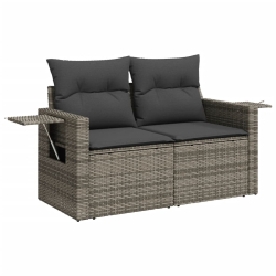 3-częściowa sofa do ogrodu, z poduszkami, szara, polirattanowa