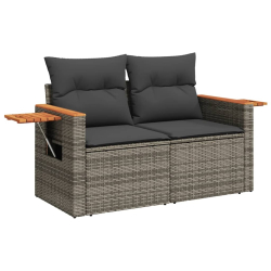 3-częściowa sofa do ogrodu, z poduszkami, szara, polirattanowa