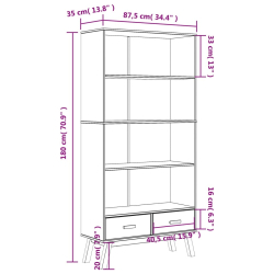 Regał 4-poziomowy OLDEN, biało-brązowy, lite drewno sosnowe