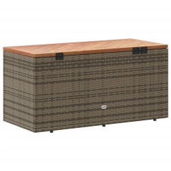 Skrzynia ogrodowa, szara, 110x50x54 cm, polirattan i akacja