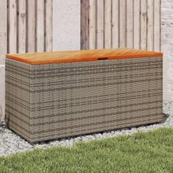 Skrzynia ogrodowa, szara, 110x50x54 cm, polirattan i akacja