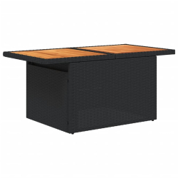Stół ogrodowy, czarny, 100x55x73 cm, polirattan i akacja