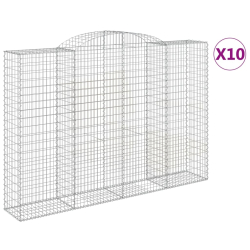Kosze gabionowe, 10 szt, 300x50x200/220cm, galwanizowane żelazo