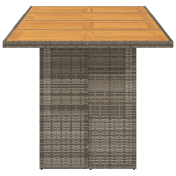Stół ogrodowy z akacjowym blatem, szary 190x80x74 cm, rattan PE
