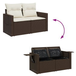 Sofa ogrodowa z poduszkami, 2-osobowa, brązowa, polirattan