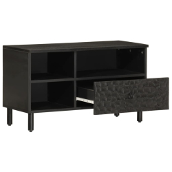 Szafka pod telewizor, czarna, 80x33x46 cm, lite drewno mango