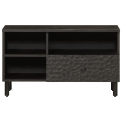 Szafka pod telewizor, czarna, 80x33x46 cm, lite drewno mango