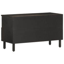 Szafka pod telewizor, czarna, 80x33x46 cm, lite drewno mango