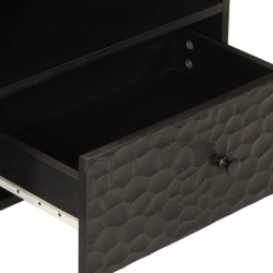 Szafka pod telewizor, czarna, 80x33x46 cm, lite drewno mango