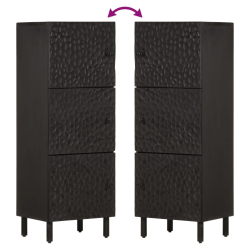 Szafka, czarna, 40x33x110 cm, lite drewno mango